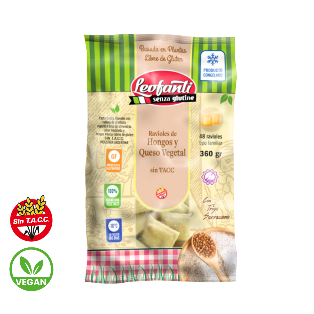 Ravioles Hongos y Queso Vegetal x 360gr - Leofanti
