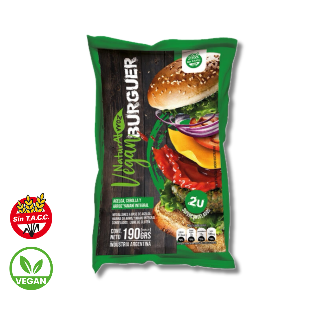 Vegan Burger de Acelga, Arroz Yamani Integral y Cebolla x 190g - Naturalrroz