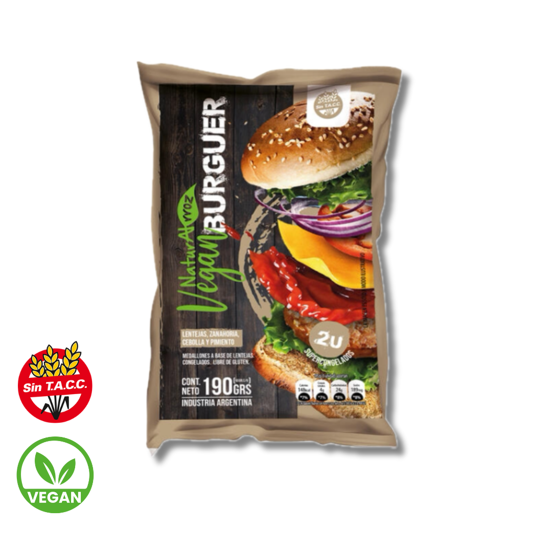 Vegan Burger a Base de Lentejas x 190g - Naturalrroz