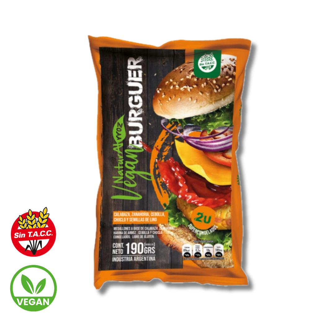 Vegan Burger de Calabaza, Zanahoria, Cebolla y Choclo Flowpack 2u x 190g - Naturalrroz
