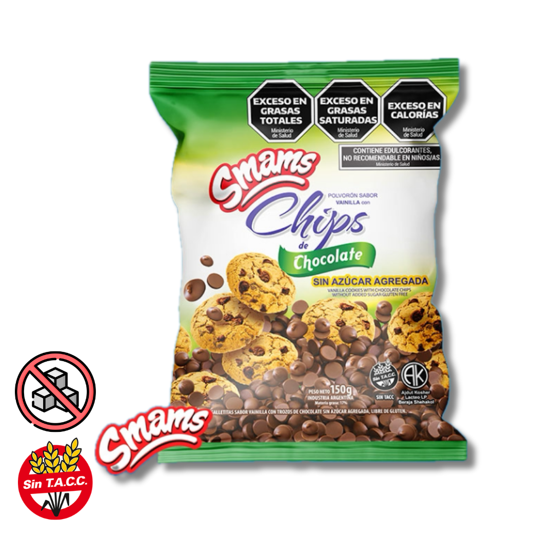 Polvoron Vainilla con Chips de Chocolate Sin Azucar x 150g - Smams