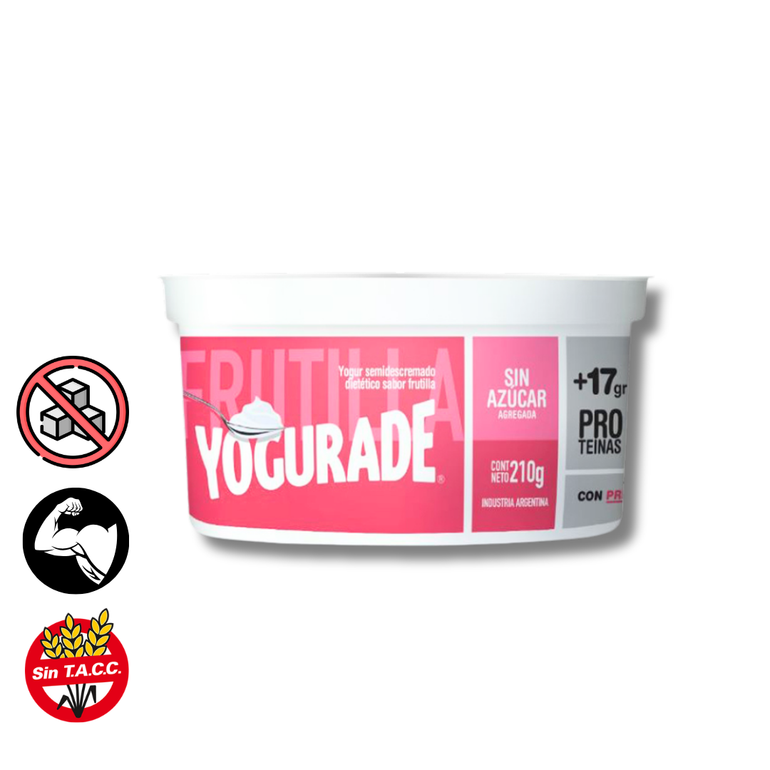 Yogur Descremado con Proteinas Sabor Frutilla x 210g - Yogurade