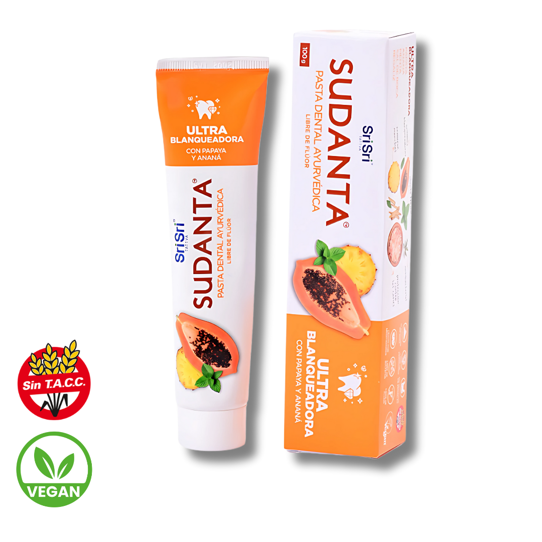 Pasta Dental Ayurvedica Ultra Blanqueadora x 100g (Papaya) - Sri Sri