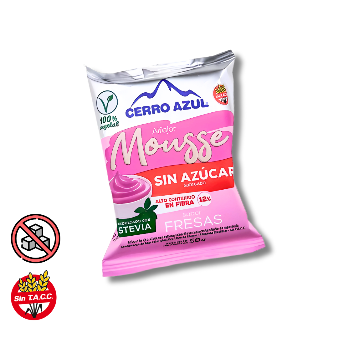Alfajor Mousse de Fresas x 55g - Cerro Azul