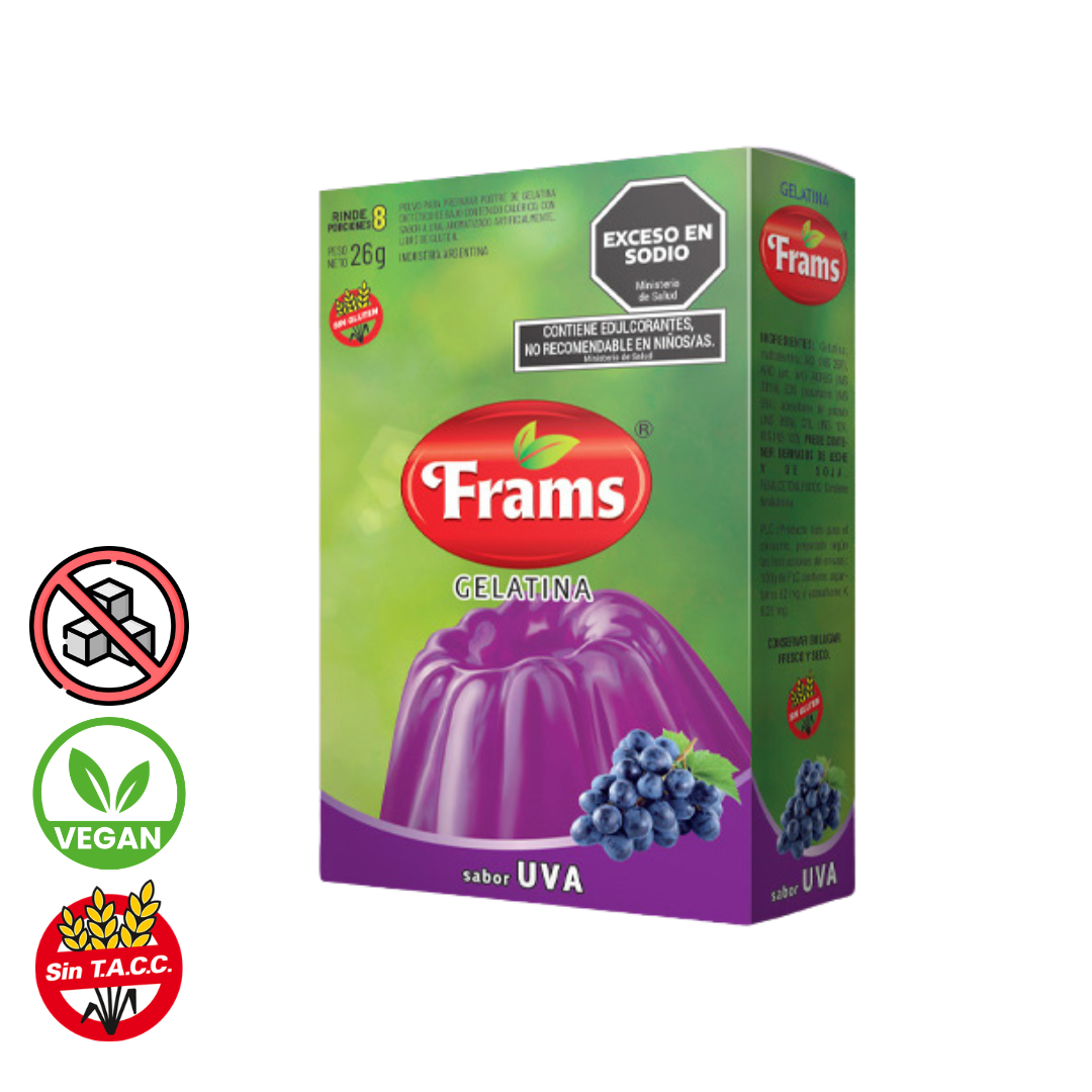 Gelatina s/Azucar Sabor Uva x 26gr - Frams