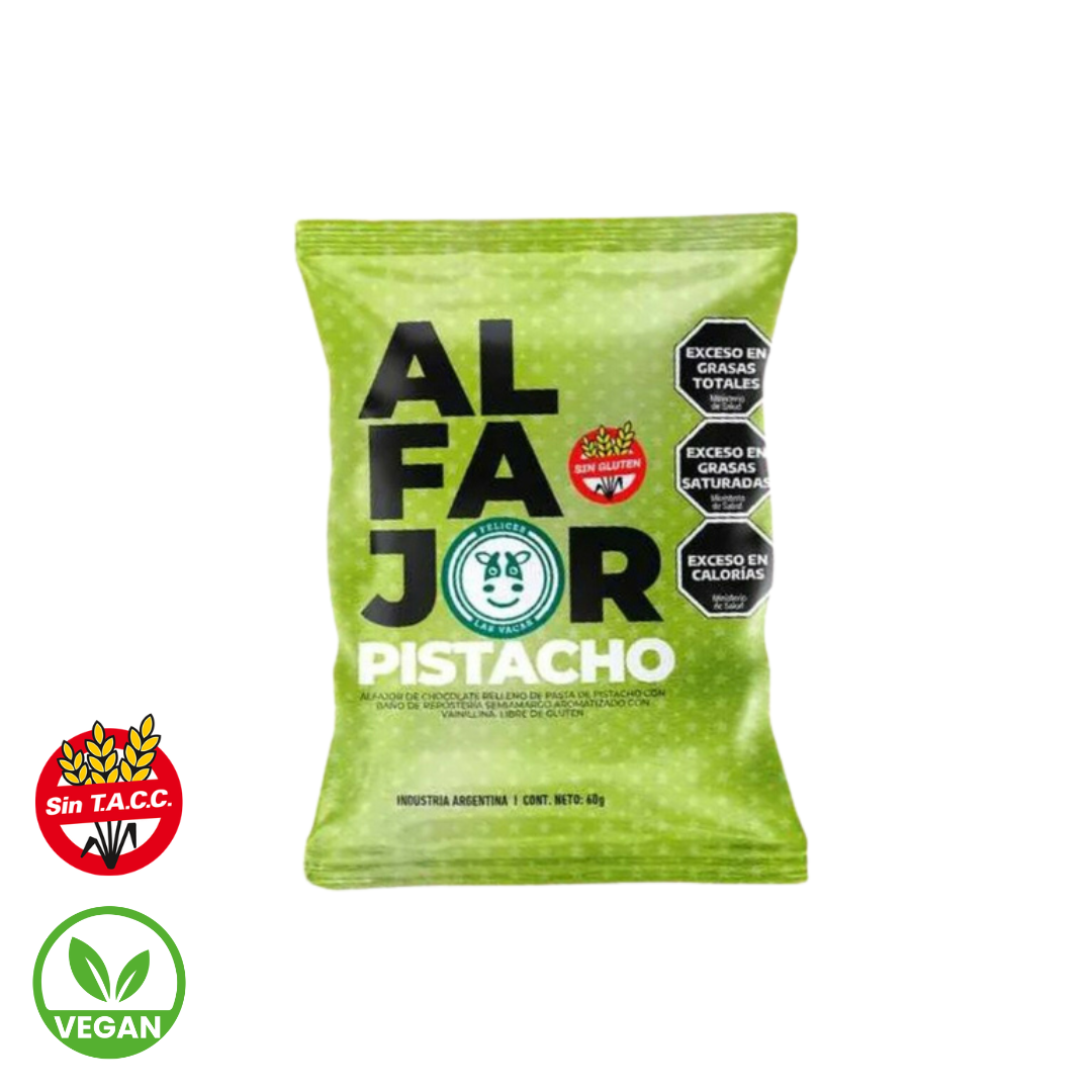 Alfajor de Chocolate relleno de Pasta de Pistacho x 60g- Felices las Vacas