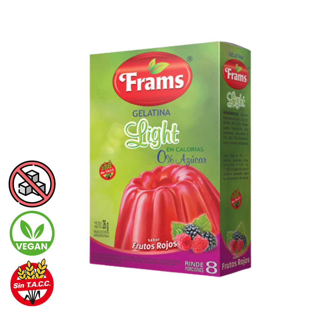Gelatina s/Azucar Sabor Frutos Rojos x 26gr - Frams