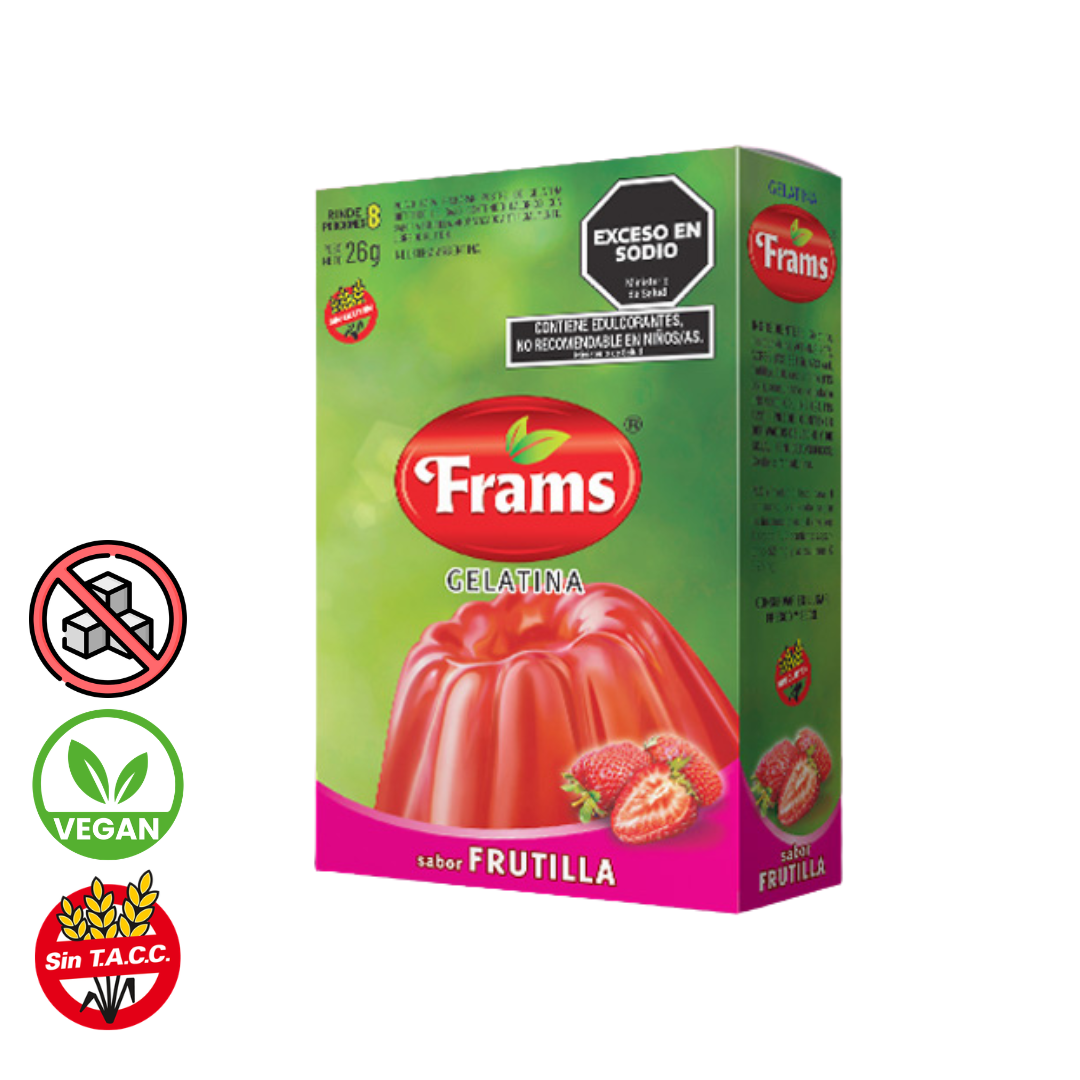 Gelatina s/Azucar Sabor frutilla x 26gr - Frams