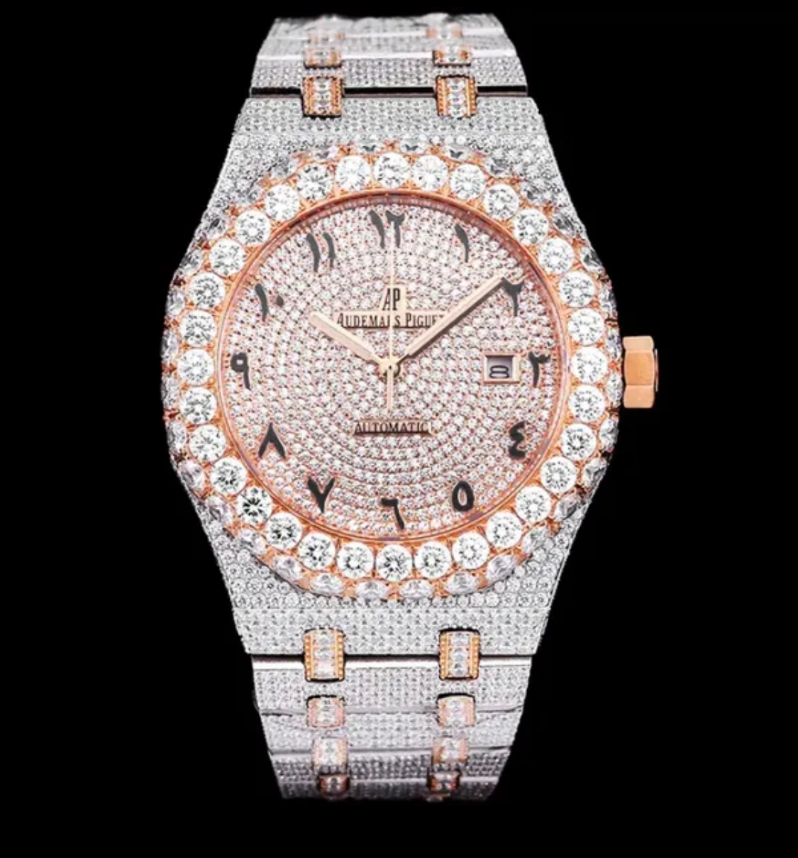 “VS Moissanite AP Watch – Luxury Iced Out Timepiece with VVS Clarity Stones”