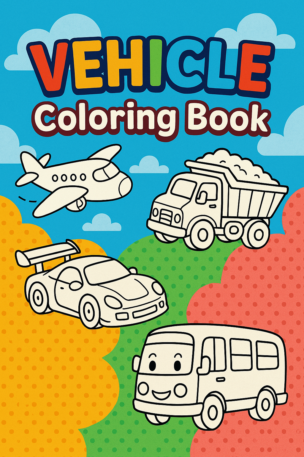 π Vehicle Coloring Book for Kids (Printable PDF)