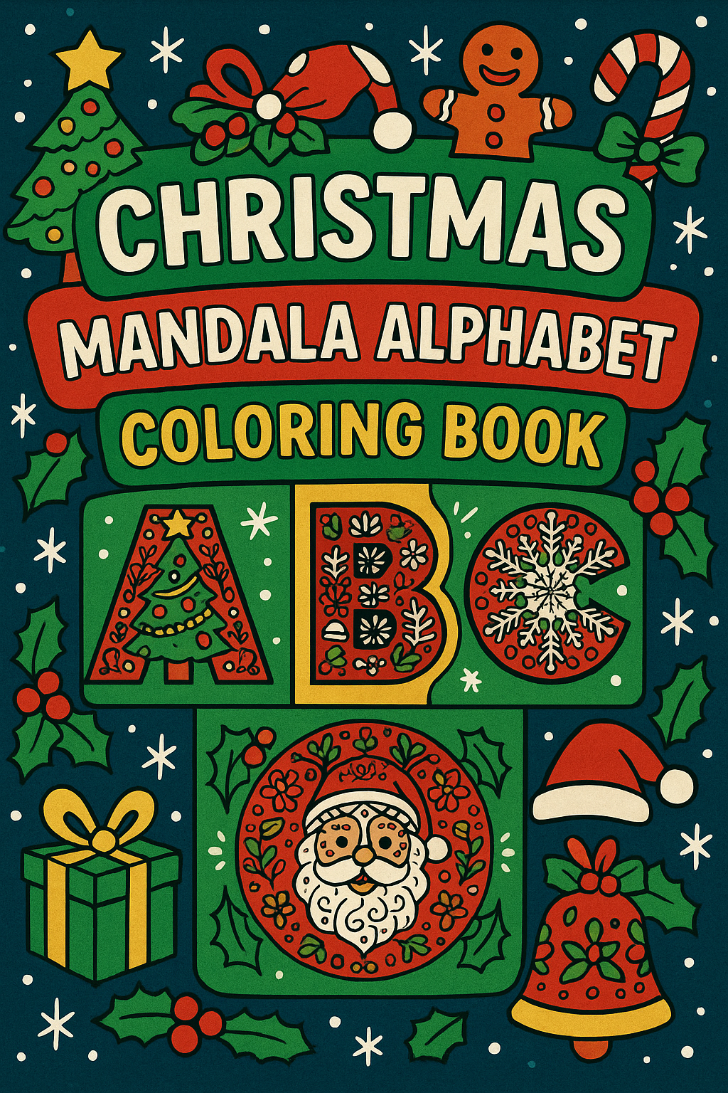 🎄 Christmas Mandala Alphabet Coloring Book for Kids (Printable PDF)