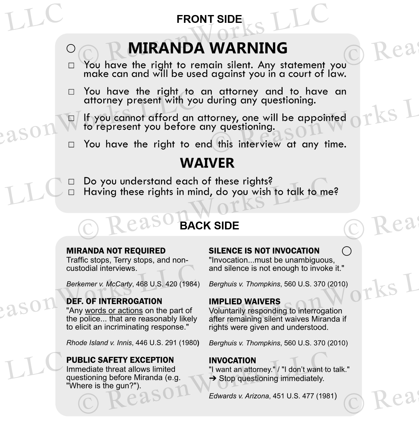 Miranda Quick Reference