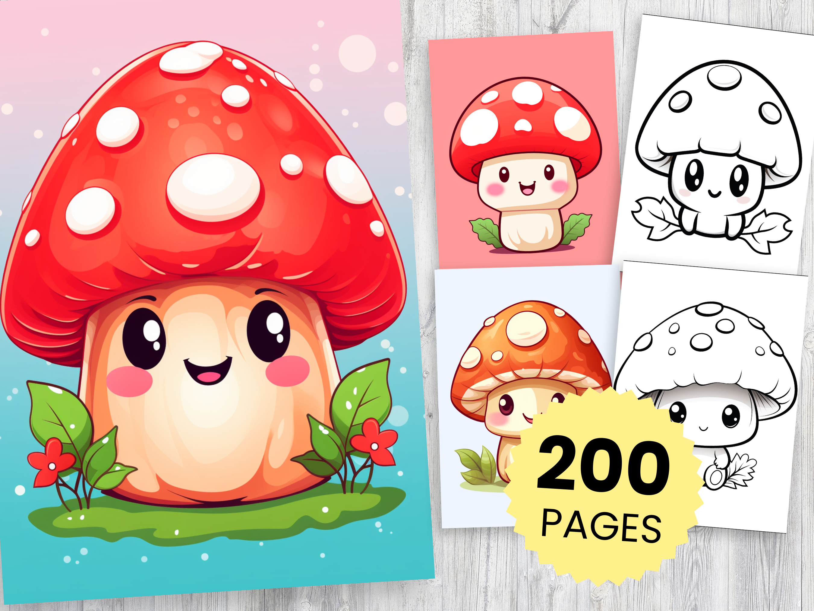 200 Cute Mushroom Coloring Pages