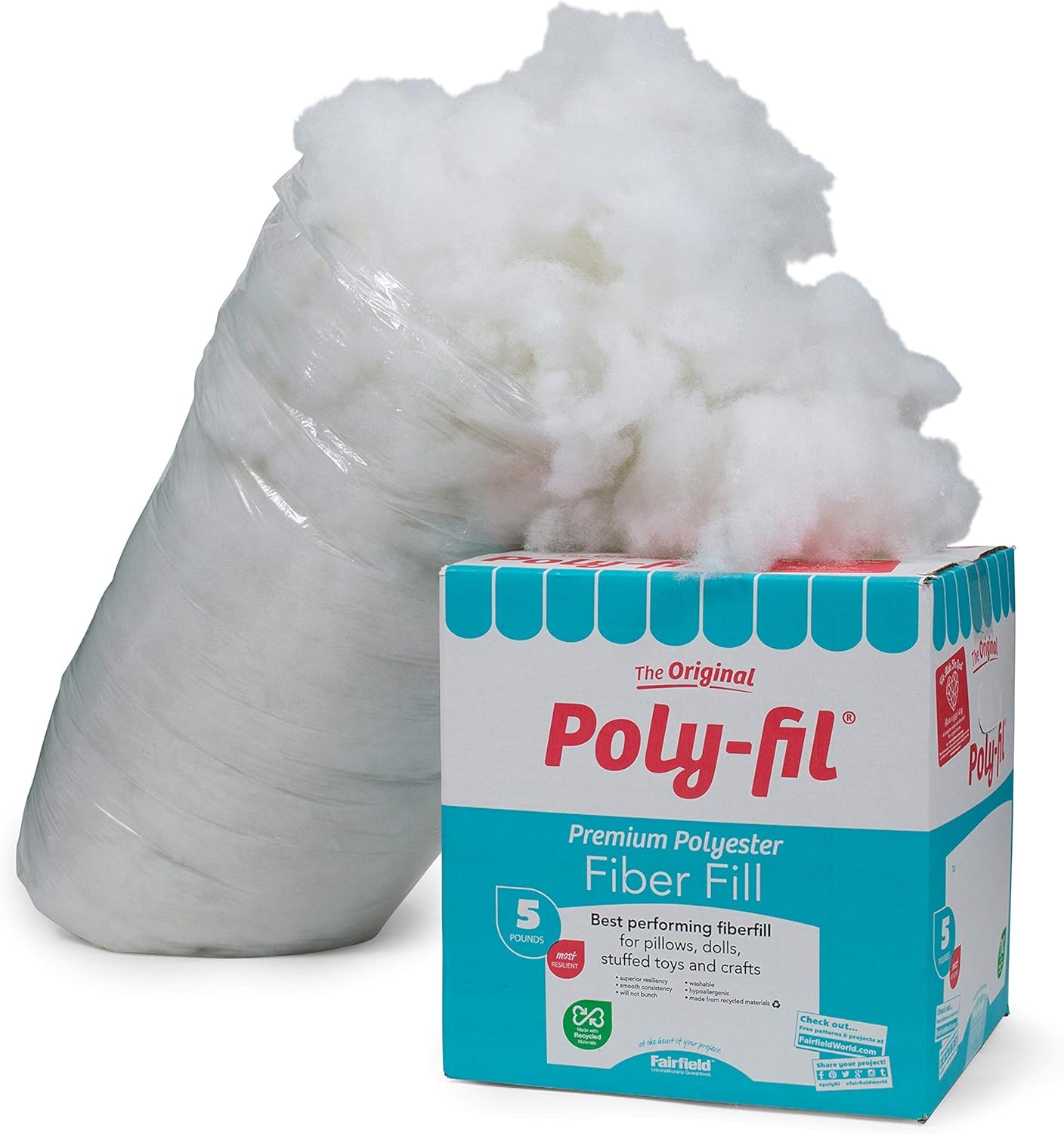 Fairfield Poly-Fil Premium Fiber Fill (PF-5), White – Superior Quality for Lasting Creations
