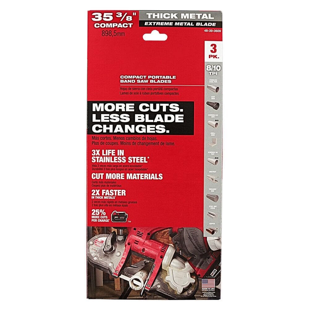 ONIGUARD for Milwaukee 48-39-0609 35-3/8" 8-10 TPI Extreme Thick Metal Bandsaw Blades 3PK