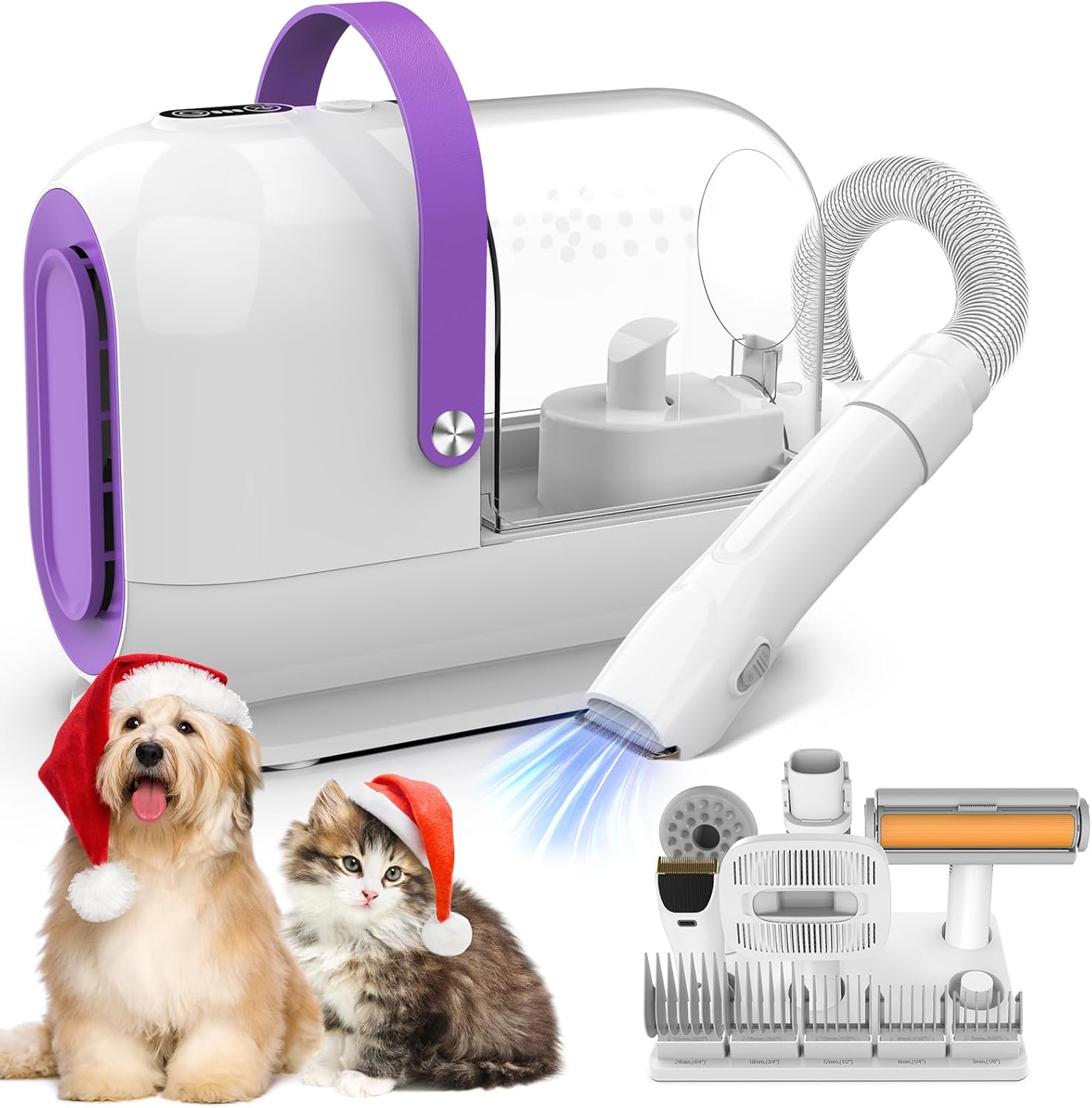 Homeika Dog Grooming Kit &Vacuum, 3L Pet Grooming Vacuum 99% Pet Hair Suction, 5 Grooming Tools, 5 Combs, Quiet Pet Vacuum Groomer with Hair Roller, Massage Nozzle for Shedding Dogs