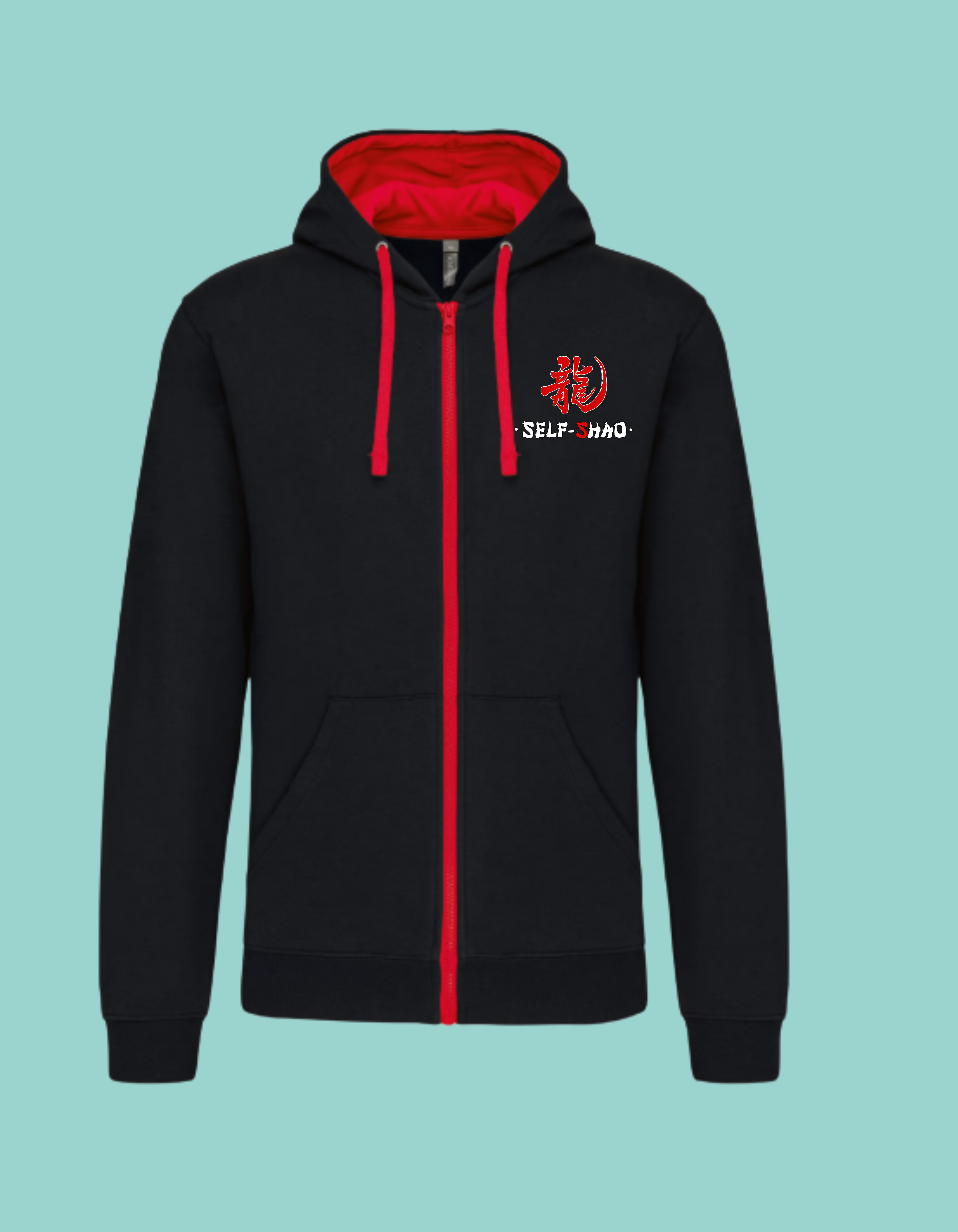 Veste zippée Shao Black and red