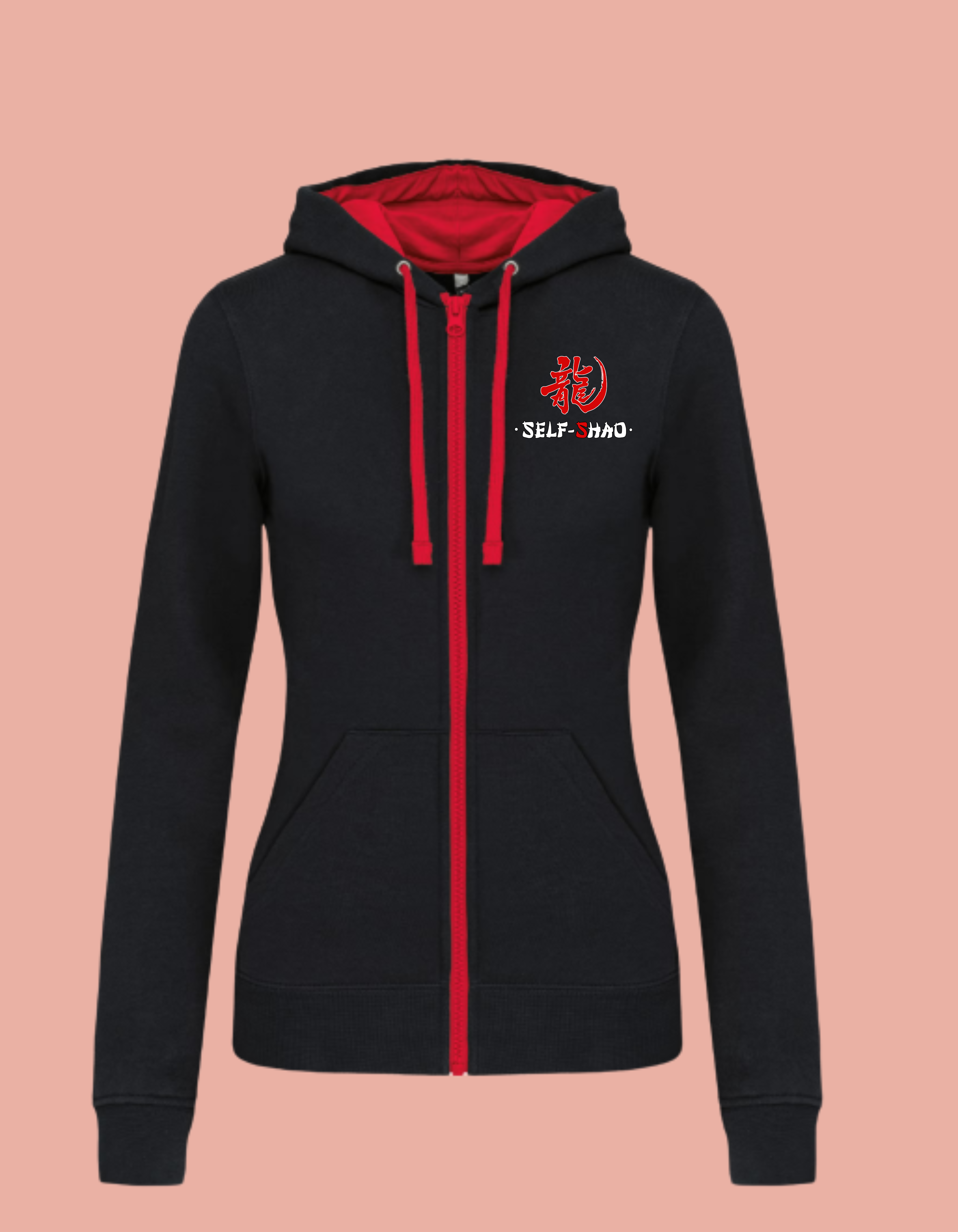 Veste zippée Shao Black and red