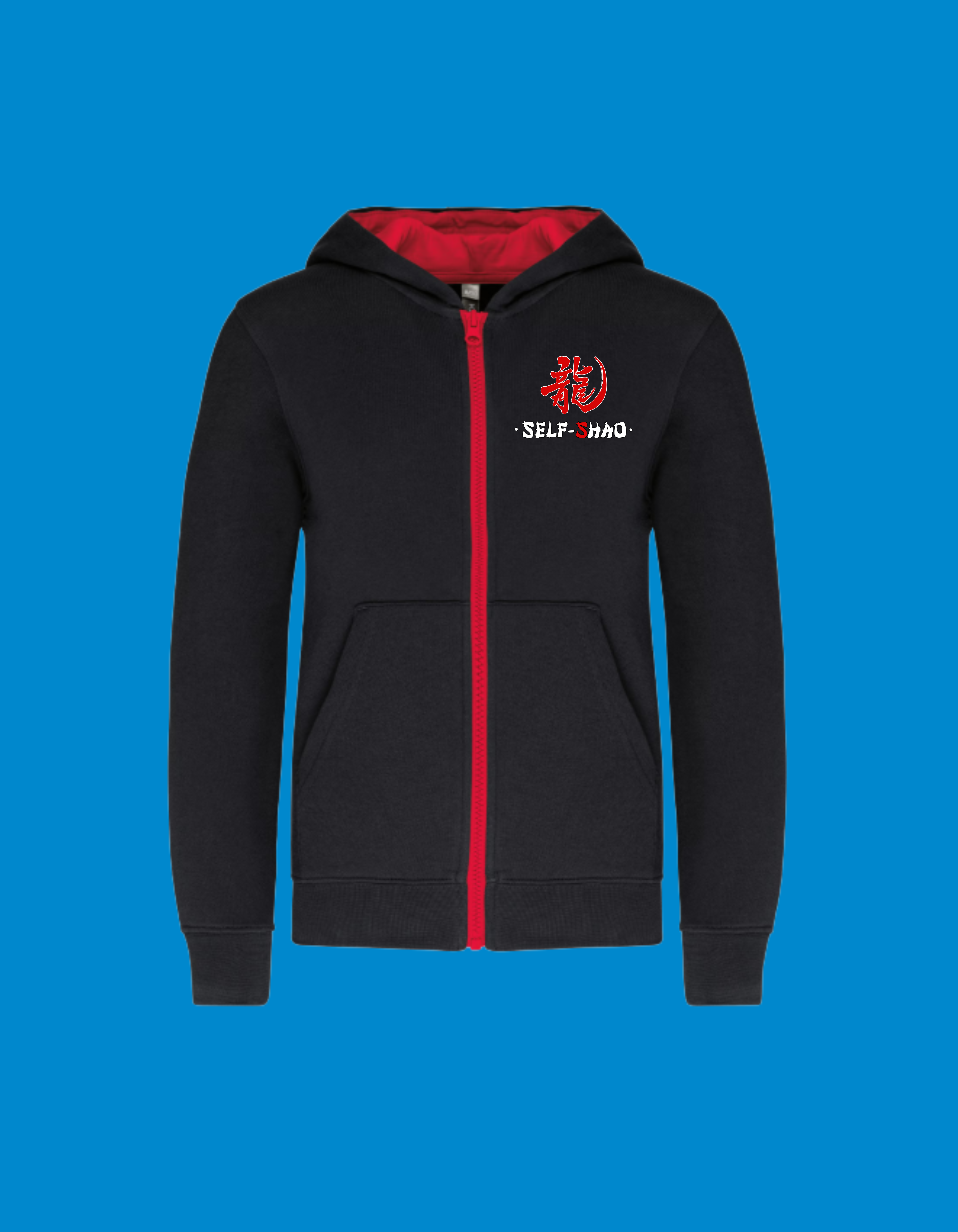 Veste zippée Shao Black and red