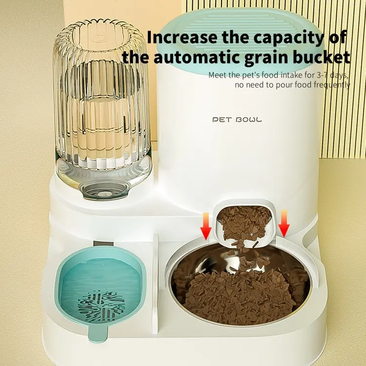 2 in 1 pet food dispenser with stainless steel bowl