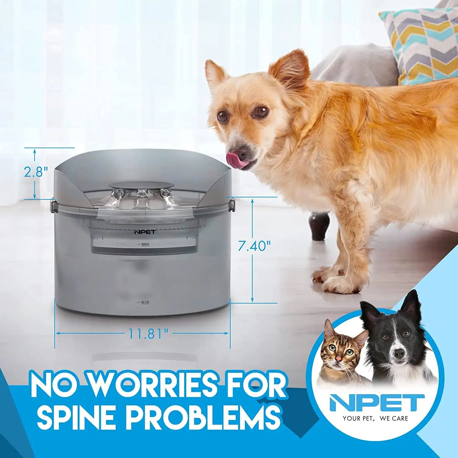 8L Automatic Pet Water Fountain with Splash Guard