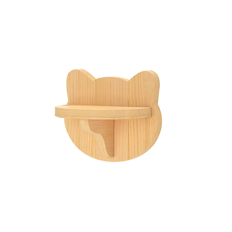 Wandmontierter Katzenspielplatz aus Holz