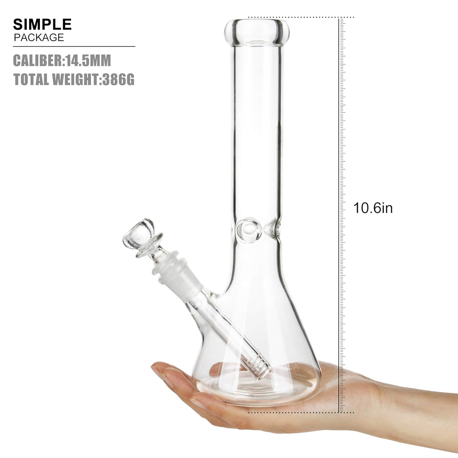 10.5in Straight Glass Bong Water Smoke Pipes