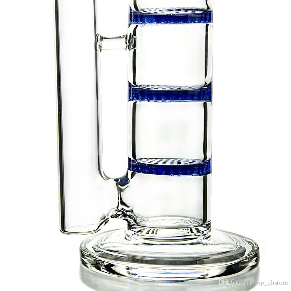 12inch Tall Straight Tube Triple Honeycomb Perc Water Pipes Dry Herb Bowl Bongs 18.8mm Female Joint 