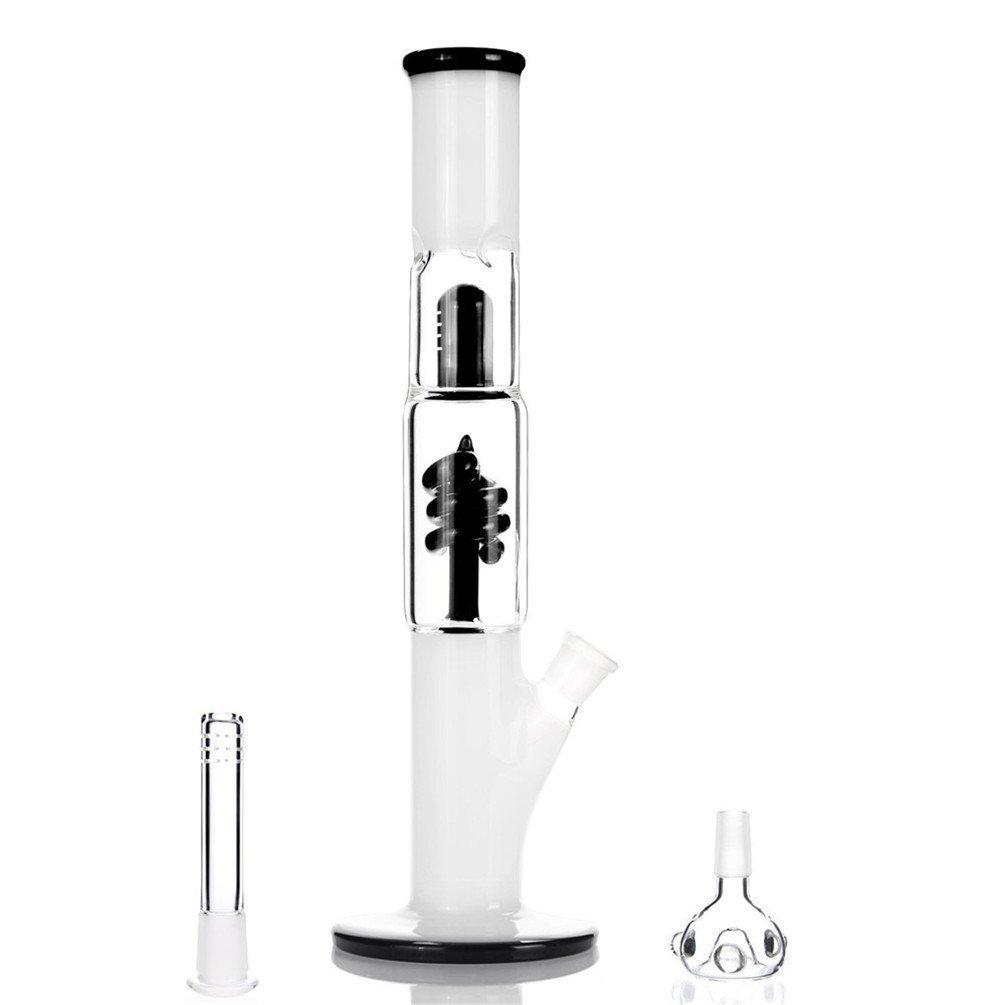 White 15 Inch Height Handmade Glass Water Smoking Bong Pipe