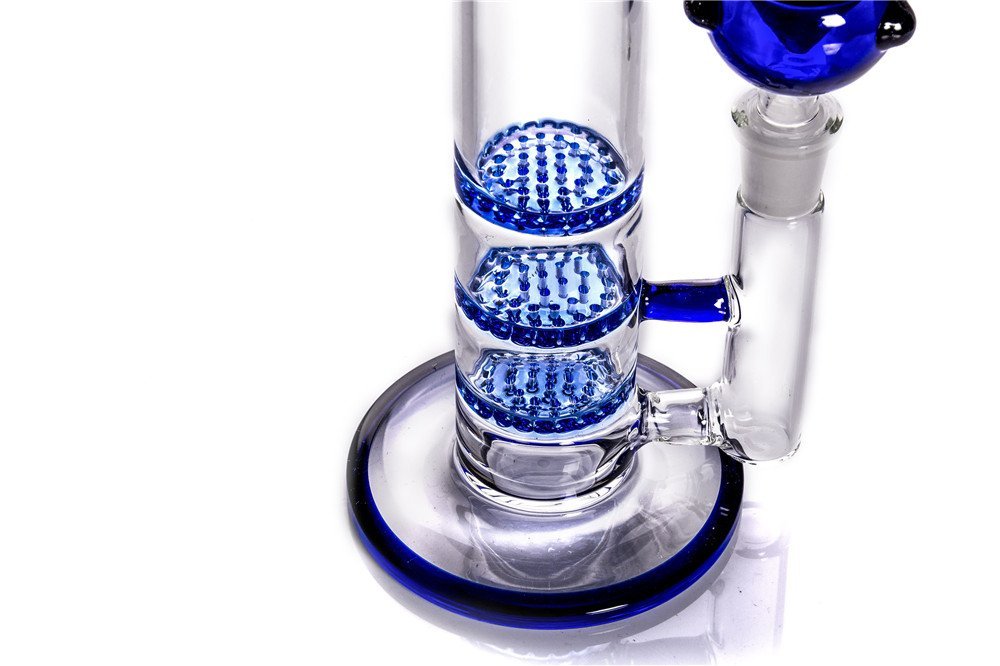 Handmade Glass Water Smoke Pipe 15 Inch With Recycler Honeycomb