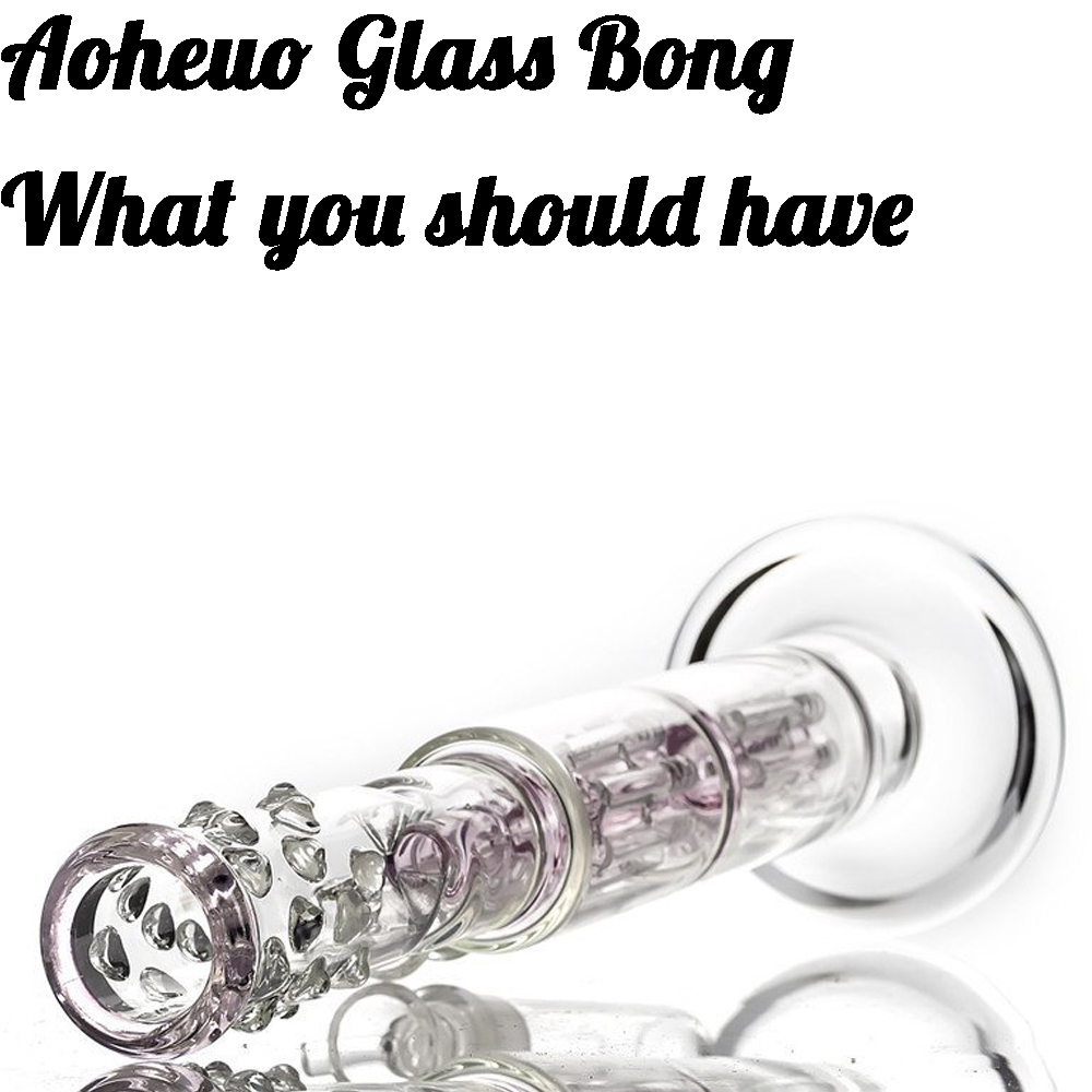 16" Handmade Straight Tube Glass Bong Pipe with Percolator Recycler