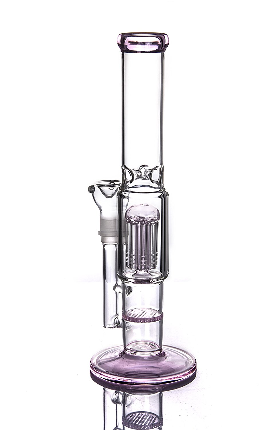 13 Inchs Tall Hand Made Thick Ass Glass Bong Pipe (Pink)