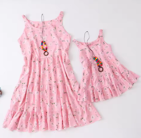 Mother-Daughter Matching Pink Dresses
