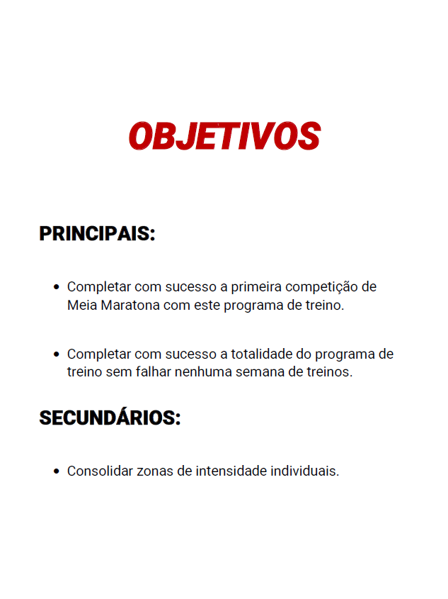 MEIA MARATONA - Nível Intermédio