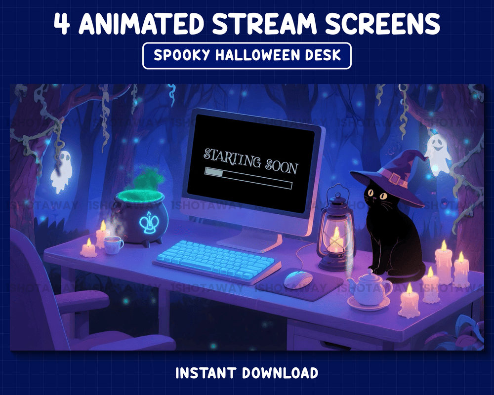 Purple Halloween Desk Stream Overlay | Best Stream Overlays & Twitch Themes