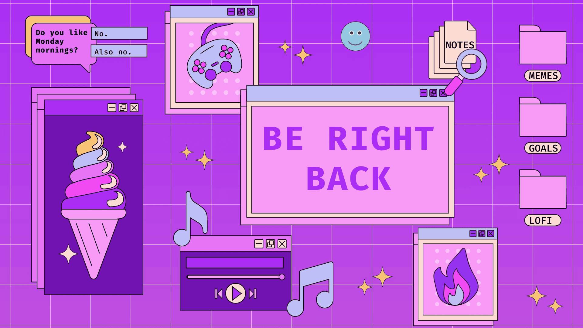 Retro Computer Pink Theme Stream Overlay – Vintage Aesthetic for Twitch & OBS
