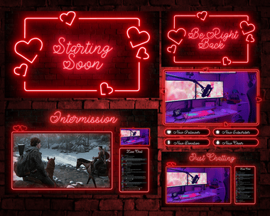Valentine Neon Heart Stream Overlay for Valentine Twitch Streams – Obs, Streamlabs