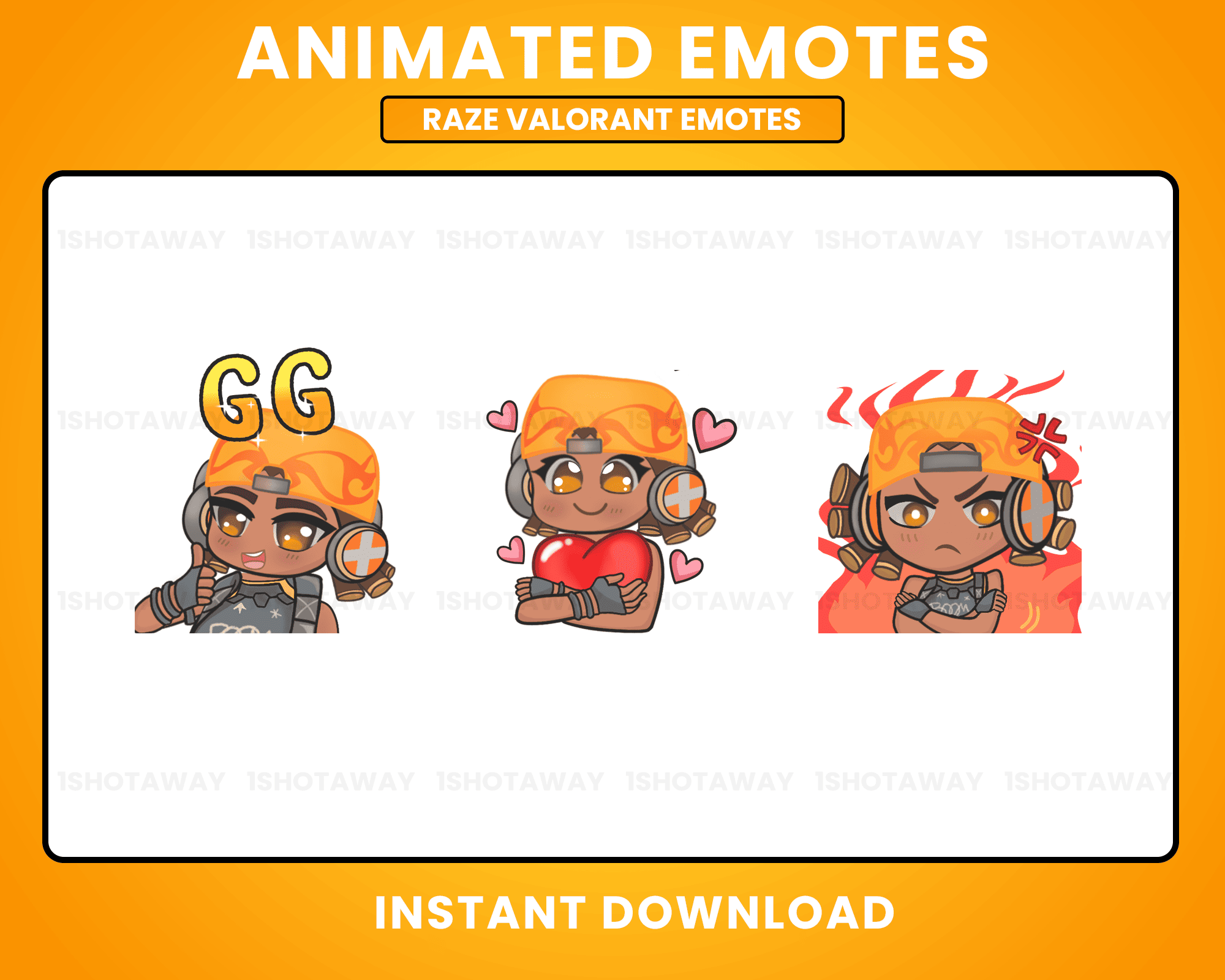 Valorant Raze Emote Stream Emotes Twitch – Cute Animated Twitch Emote Pack