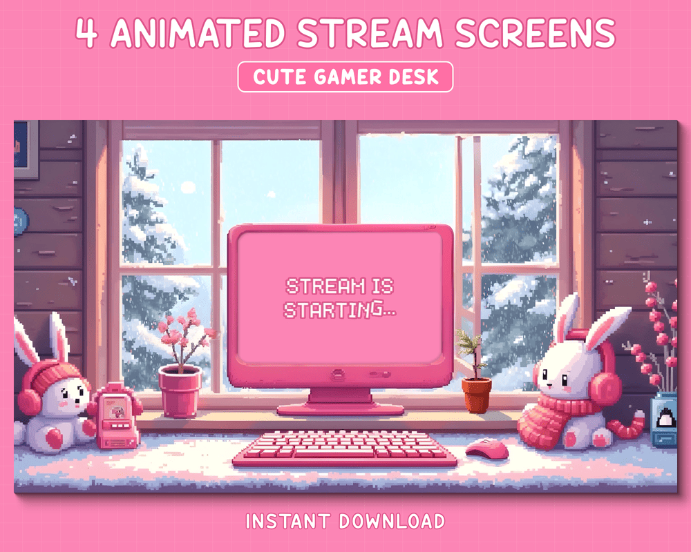 Retro Winter Pixel Stream Overlay – Chill Gaming Aesthetic for Streamers