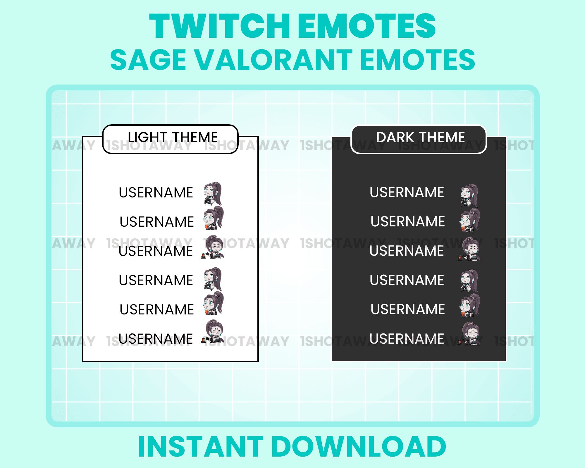 Sage Valorant Cute Stream Emotes for Twitch – Kawaii & Fun Custom Emotes