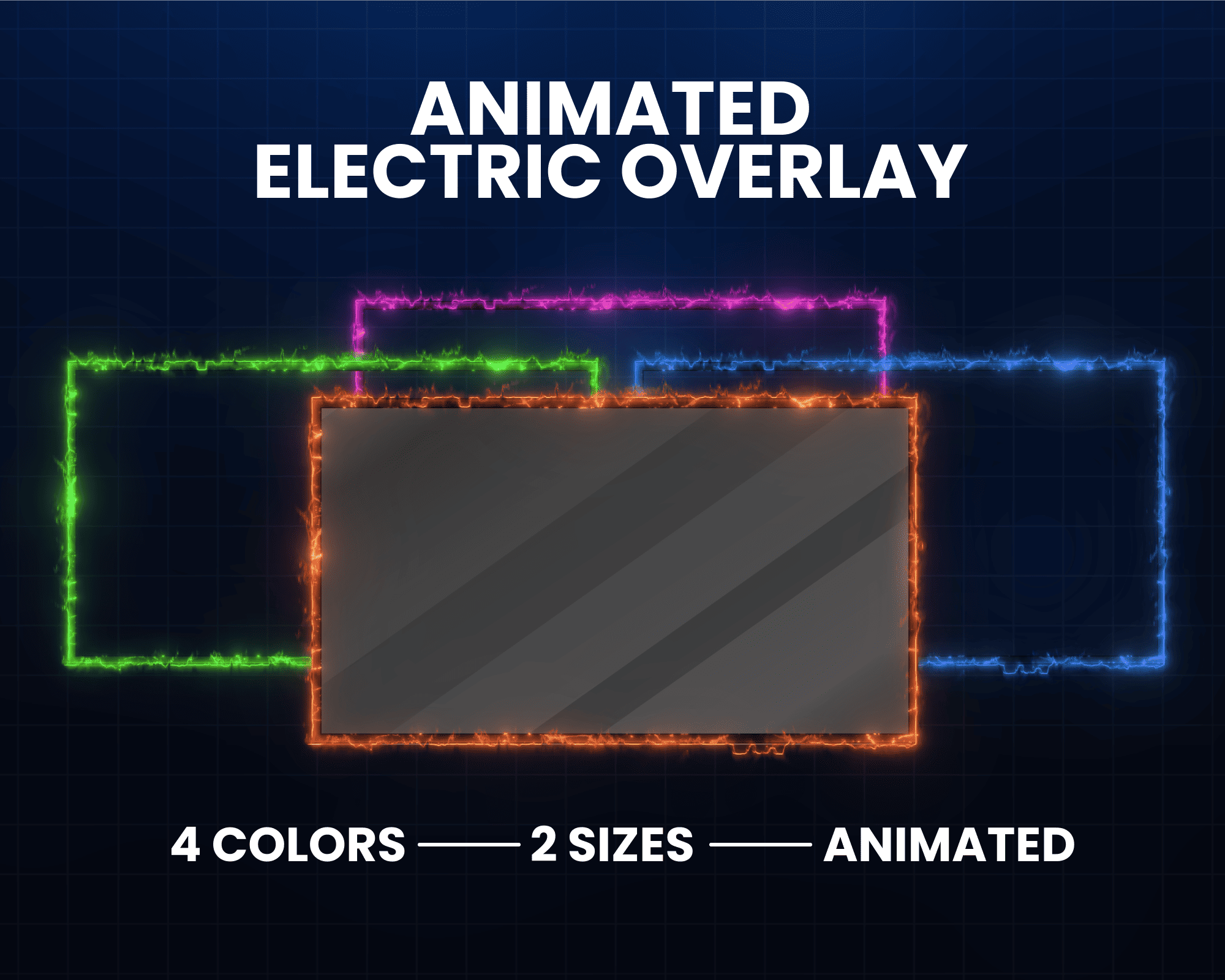 Electric Neon Animated Webcam Overlay | Webcam Frame Border for Twitch, OBS, YouTube Streaming
