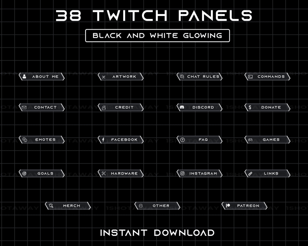 Black Glowing Panels – Streamlabs & Streamelements Panels for Twitch & Kick