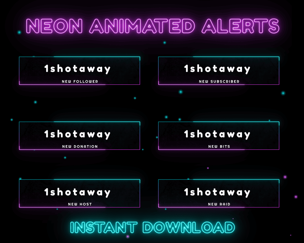 Neon Stream Alerts for OBS & Twitch – Animated Alerts for Engaging Streams