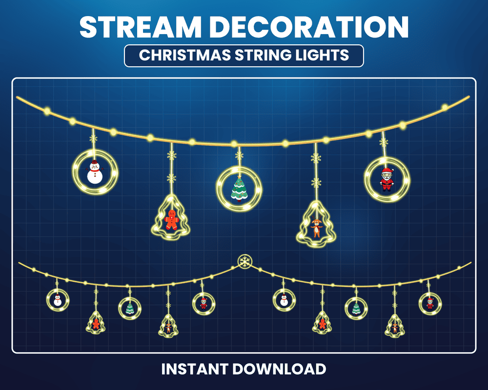 Christmas Ring Light Garland Stream Overlay – Animated Twitch & OBS Design