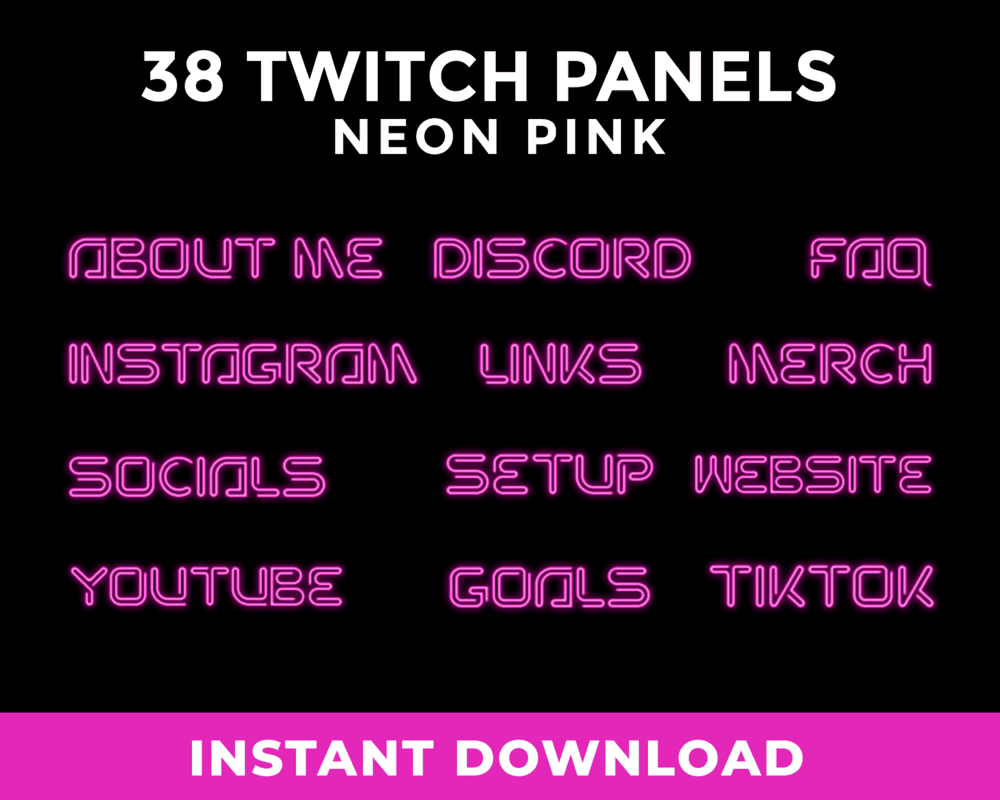 Neon Pink Stream Panels for Twitch – Anime, Streamlabs, Kick & More