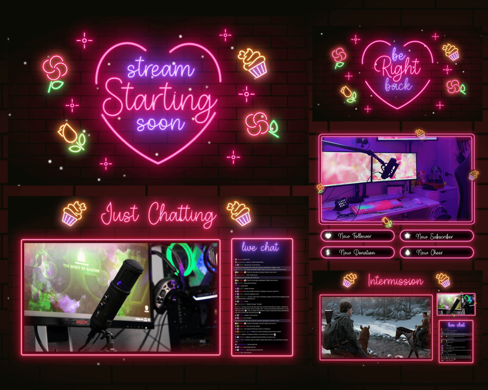 Neon Pink Valentine Overlay for Twitch – Animated, Festive, Modern Look