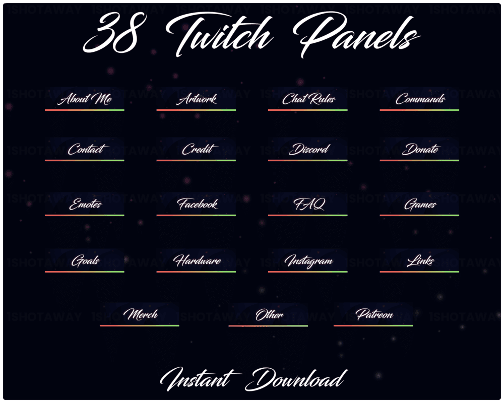 Neon Orange Green Stream Panels - Stream Alerts, Animated Panels & Kick Stream Panels