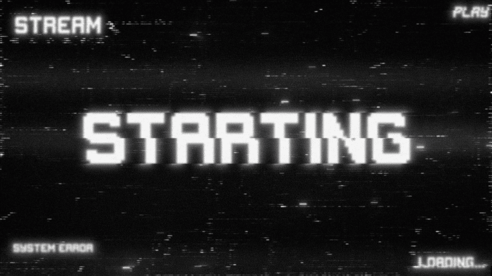 Animated VHS Black Twitch Stream Overlay – Tape Glitch Theme for OBS & YouTube