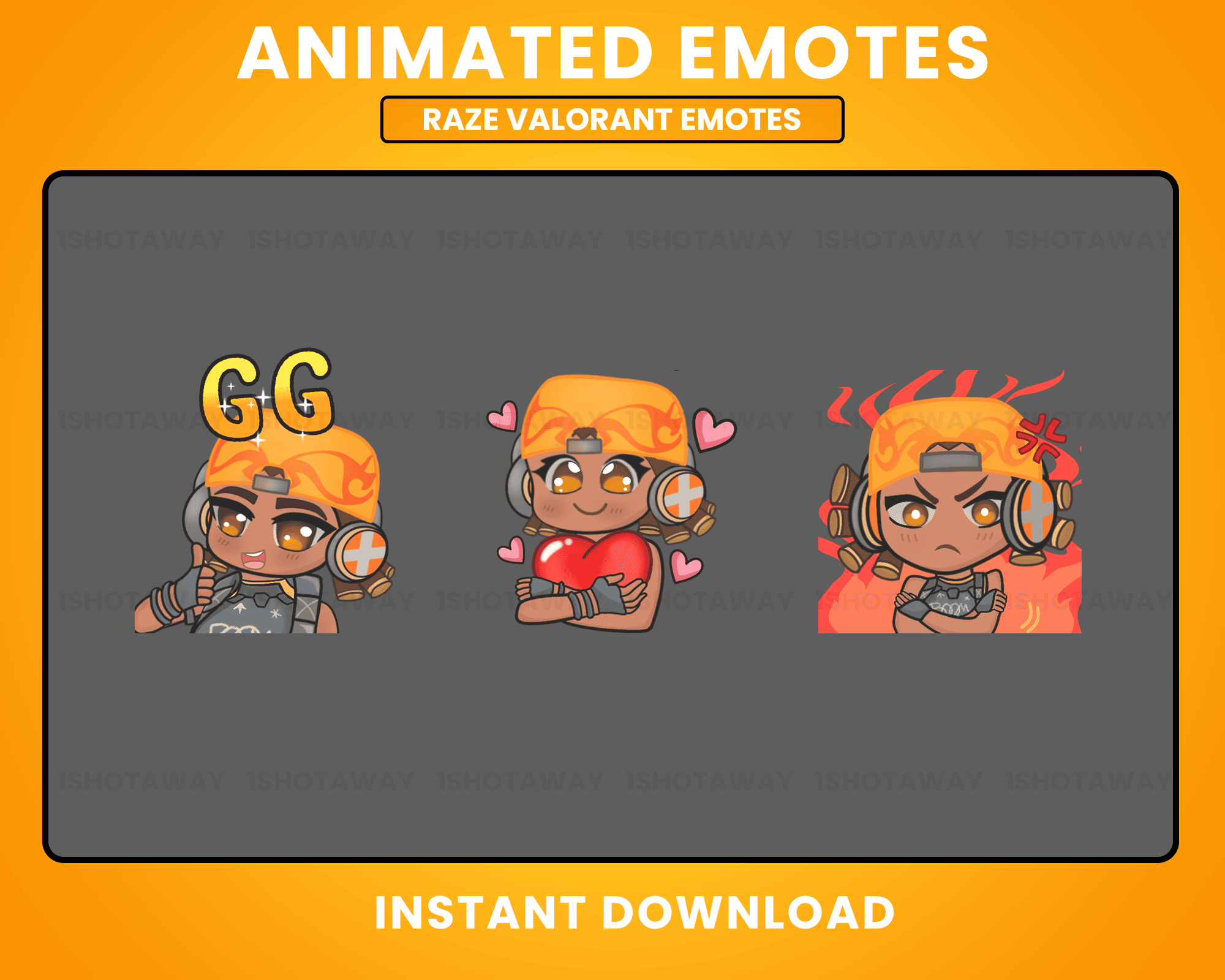 Valorant Raze Emote Stream Emotes Twitch – Cute Animated Twitch Emote Pack