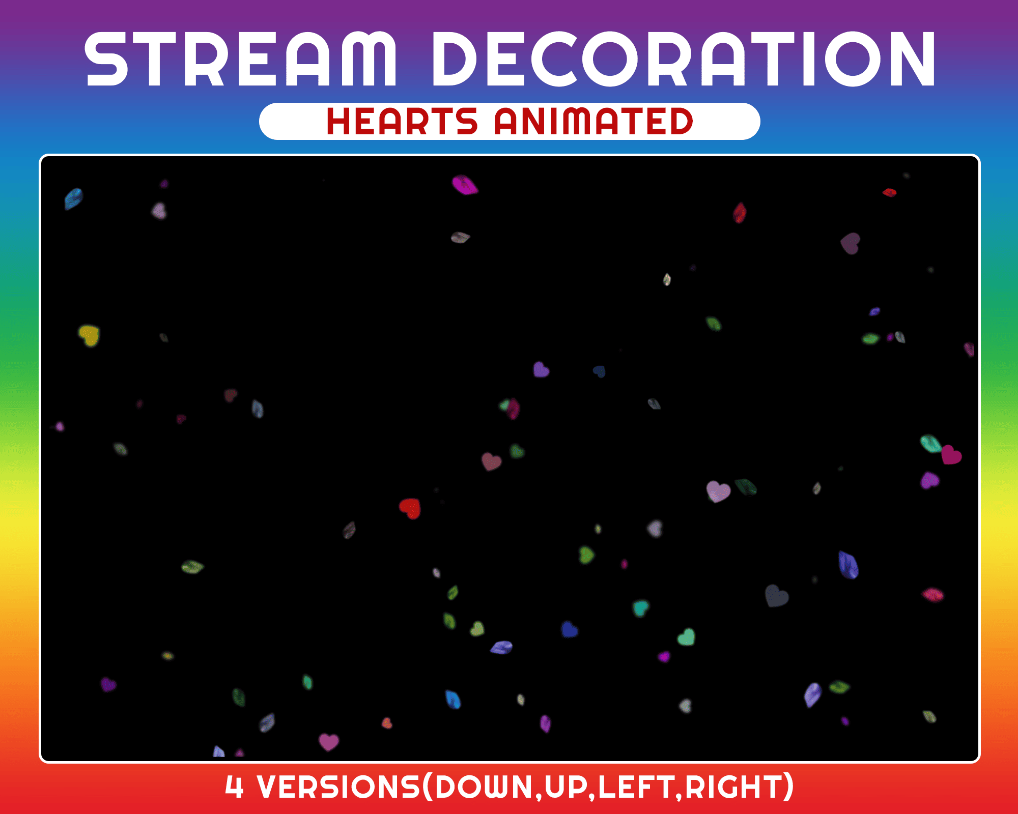 Animated Heart Particles Stream Overlay – Colorful Twitch Overlay for OBS